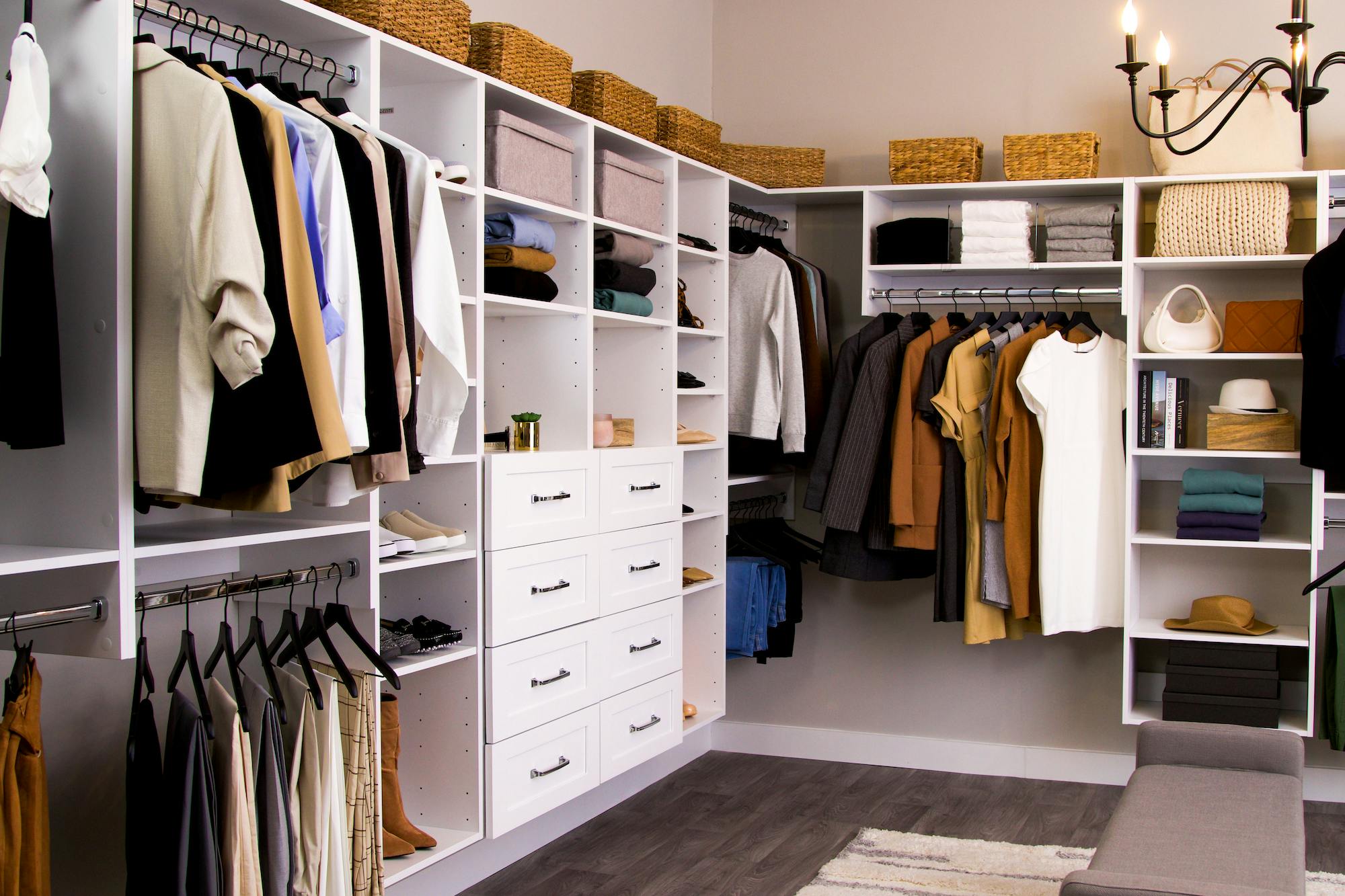 well organized walk in closet